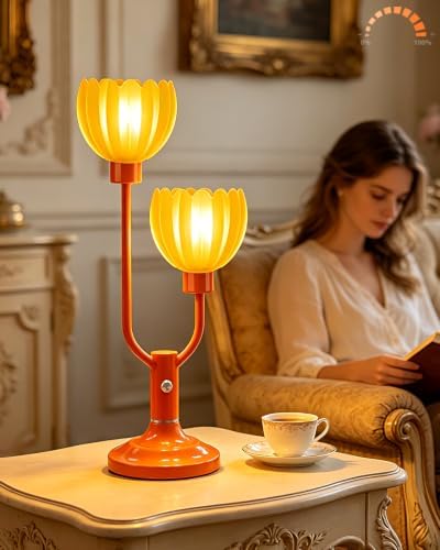 Lightdot Mid Century Modern Table Lamp Vintage Orange Lamp Gift Dimmable