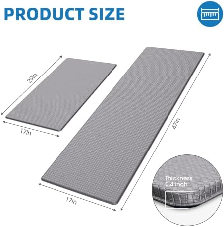 Kitchen Mats for Floor, [2PCS] Anti-Fatigue Kitchen Rugs, Grey