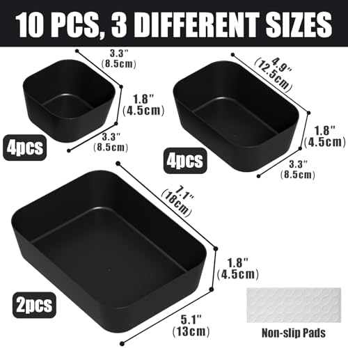 Drawer Organizers Bins 10 PCS for Bathroom Makeup Desk Office