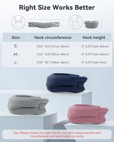 Neck Brace Cervical Collar - Neck Support Brace for Sleeping, Soft Foam Wraps Keep Vertebrae Stable and Aligned for Relief of Cervical Spine Pressure Gray Large(15.8-18.1 Inch)