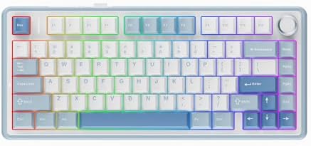 EPOMAKER x Aula F75 Gasket Mechanical Keyboard, 75% Wireless Hot Swappable Gaming Keyboard with Five-Layer Padding&Knob, BT/2.4GHz/USB-C, RGB (Sea Salt Blue, LEOBOG Reaper Switch)