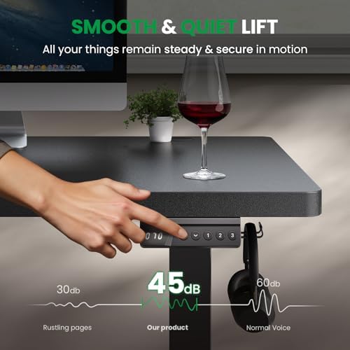 Black 71x30 in Electric Standing Desk, 1 Inch Thick Tabletop
