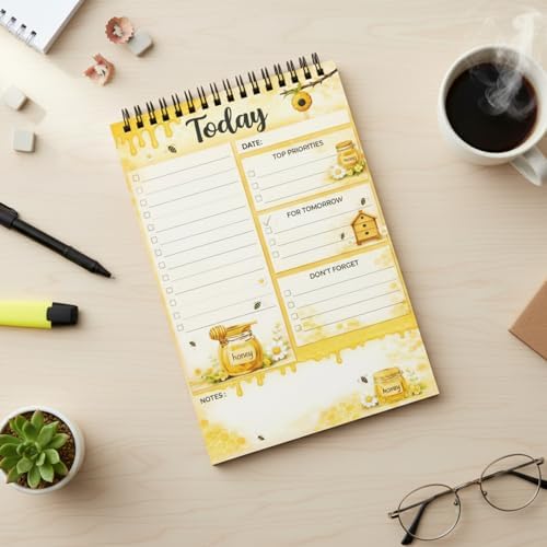 Gueevin Bee Gifts To Do List Notepad, Daily Planner, 50 Sheets