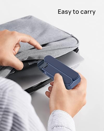 SODI Ultra Compact Foldable Laptop Stand - Portable Laptop Holder for Desk & Travel Use, Adjustable, Ergonomic Aluminum Computer Holder for MacBook, Tablet 10-16" (Blue, Bi-Fold)