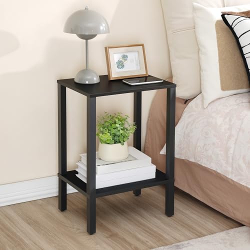 HOOBRO End Table, Small Side Table with 2-Tier Storage Shelves