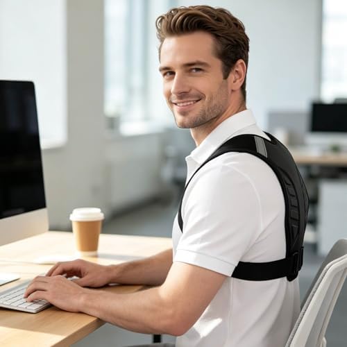 Posture Corrector for Women and Men Back Brace Upper Straightener Instant Support Hunchback Upright Straight Under Shirt Rounded Shoulder Relief Pain Correcting Spine Adjustable (L/XL)