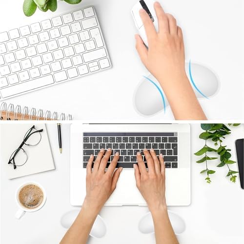 Dapesuom Mouse Wrist Rest, Ergonomic Memory Foam Mouse Wrist for Computer Desk Mats Support, PU Leather Hand Rest Pad Cushion for Gaming, Laptop, Men, Women, Pain Relief & Easy Typing, Ivory White