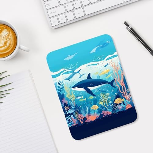 Small Mouse Pad, Mini Mouse Pad 6 x 8 Inch, Thick Rubber Waterproof Mouse Mat, Cute Mousepad for Women Men Wireless Mouse Laptops Home Office, Whales