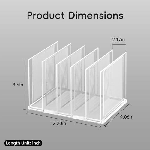 File Organizer for Desk, 5-Section Vertical File Sorter, Paper Holder Organizer Standing Metal File Folder for Office Home Classroom, White