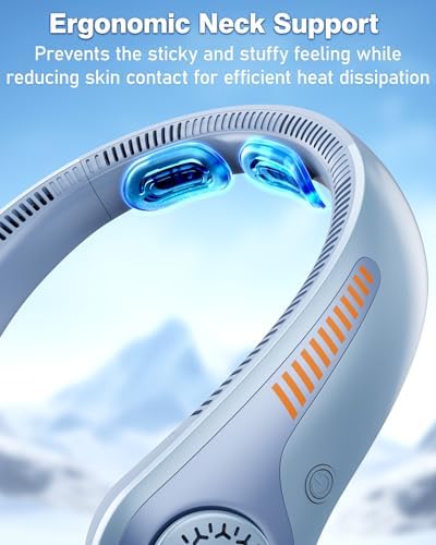 Portable Neck Fan - Rechargeable Personal Fan with Neck Support, 5000mAh, 5-Speed Quiet, Lightweight Long Lasting Bladeless Fan, Wearable Cooling Fan for Hot Flashes, Travel, Gifts for Men Women