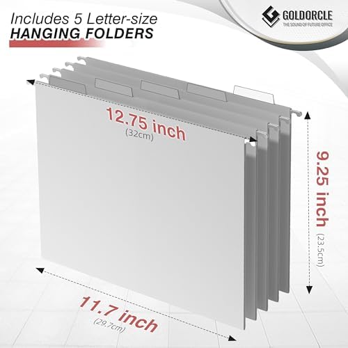 Letter-Size Hanging File Organizer (Pink, with 5 Grey Folders)
