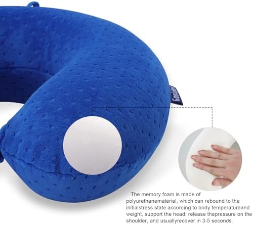 Neck Pillow for Travel, Memory Foam Airplane Pillow, Royal Blue