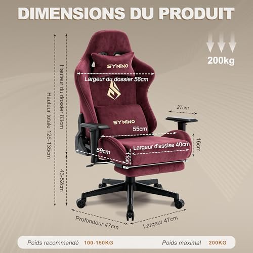 Symino Ergonomic Gaming Chair with 155° Recline & Footrest