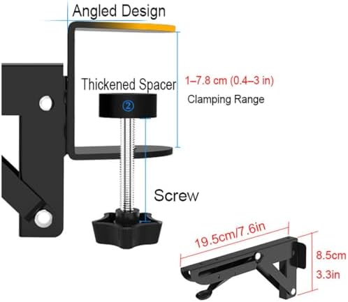 90° Foldable Desk Extender Armrest Shelf, Extended Desktop and Space Saver, Clamp-On Keyboard Drawer Tray, with Steel Bracket, Computer Elbow Arm Support(24x80cm(9.4x31.5in))