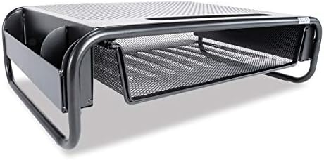 Allsop 32166 Metal Art Organizer 5 Riser Monitor Stand with Drawer and Side Caddies, Black