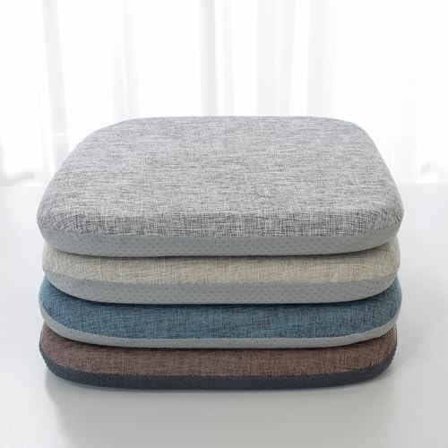 High Resilience Memory Foam Chair Cushion 17"x17"x2" Set of 2 Square Chair Pads and Washable Cover Non Slip Seat Cushions for Indoor Dining Room Kitchen and Office Chairs (Grey,17"x17")
