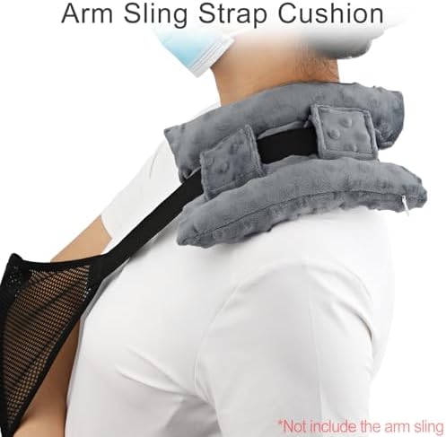 Upgrade Neck Pad Strap Cushion Pillow for Arm Sling Comfort Shoulder Support Pad Rotator Cuff Replacemet Surgery Elbow Brace Carry Padded Cover Broken Wrist Hand Injury Cast, Minky Dot Dark Gray