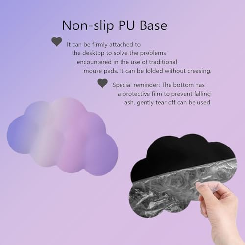 Cloud Mouse Pad Keyboard Wrist Rest for Mouse 4PCS Extended Large Stars Galaxy Space Desk Mat Pad Set Memory Foam Non-Slip Cute Ergonomic Game Mouse Wrist Support for Computer Home Office Purple Sky