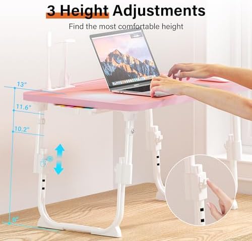 Lap Desk for Bed Adjustable Height with USB Port 23.6" x15.7" Desktop
