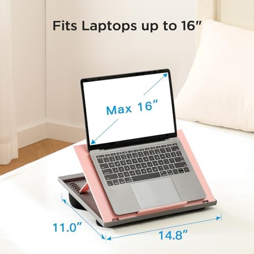 HUANUO Lap Desk with 8 Adjustable Angles – Up to 15.6" Laptop, Pink