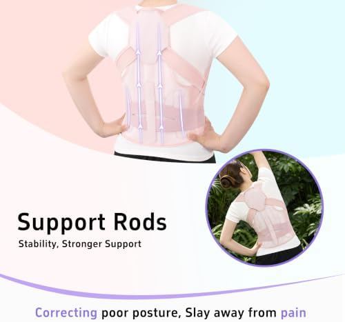 Posture Corrector for Women and Men Back Brace Straightener Pain Relief Back Support Lightweight Adjustable Hump Scoliosis Traction Correction Helps Reduce Upper Hunchback Slouching Kyphosis Pink Medium