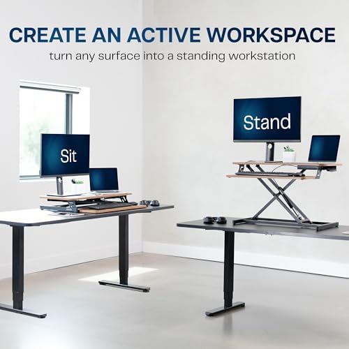 VIVO Rustic Vintage Brown 32 inch Standing Desk Riser, DESK-V000SN