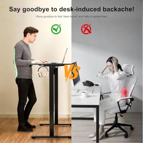 63"x24" Standing Desk, Height Adjustable Sit-Stand Home Office, Black
