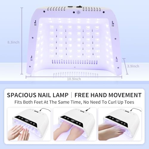 2026 Upgraded UV Nail Lamp for Gel Polish, 【4-Timer & Auto Sensor】 Professional Gel Cure Lamp, 【Big Cavity Design】 Advanced Rechargeable Nail Lamp for Travel & Home Manicure