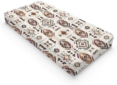 Western Tribal Geometric Pattern Baby Changing Pad Cover,Unisex Native American Nursery Diaper Changing Table Pad Mat Sheet for Boys Girls-16x32