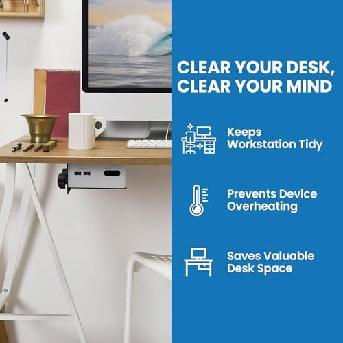Mount-It! Adjustable Thin Client Mini PC Mount – Under Desk, Wall, Pole, or VESA Monitor Stand – Fits Mac mini, Small CPUs, Thin Clients, Docking Stations – Holds 11 lbs
