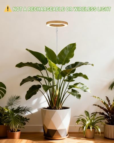 yadoker Grow Light for Large Indoor Plants, Full Spectrum LED Plant Light, Height Adjustable for Tall Plants, Auto On/Off Timer, 5V Safe Low Voltage Wood Grain Grow Lamp for Home & Office