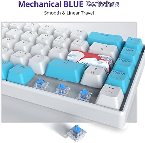 Owpkeenthy Wired 65% Mechanical Gaming Keyboard with Blue Switch 60% Ultra Compact RGB Gaming Keyboard Backlit Keys N-Key Rollover for PC PS5 Xbox(Blue/ 68 Blue Switch)