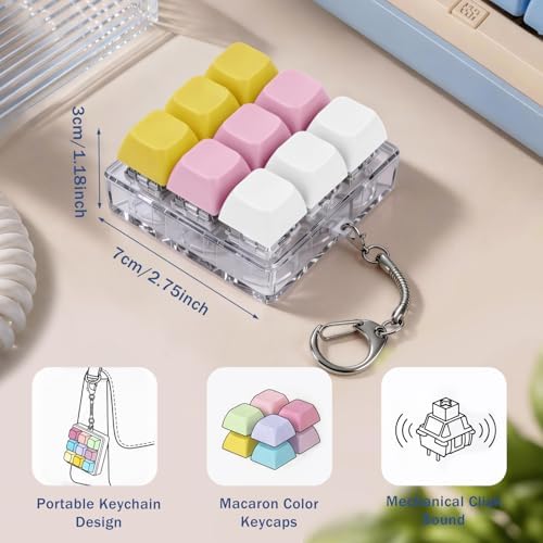 Keyboard Fidget Toy, Creamy Fidget Clicker Keyboard Fidget Keychain, Button Fidget Gifts for Adults, Boost Focus & Ease Anxiety Anywhere — Perfect Stress-Relief Gift (3×3 Grid Layout K)