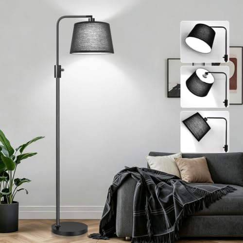 Nintiue [Upgraded] Dimmable Floor Lamp, 1000 Lumens LED Edison Bulb Included, Black Shade, Modern Arc Standing Tall Floor Lamp for Living Room Bedroom Office Dining Room