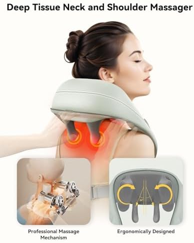 Snailax Cordless Shiatsu Neck & Shoulder Massager with Heat, FSA Eligible
