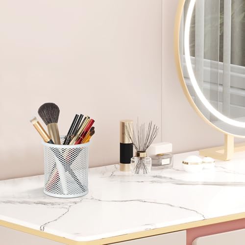 EasyPAG Metal 2-Piece Pen Holder Set Desk Accessories & Workspace Organizers for Classroom, School & Office,White