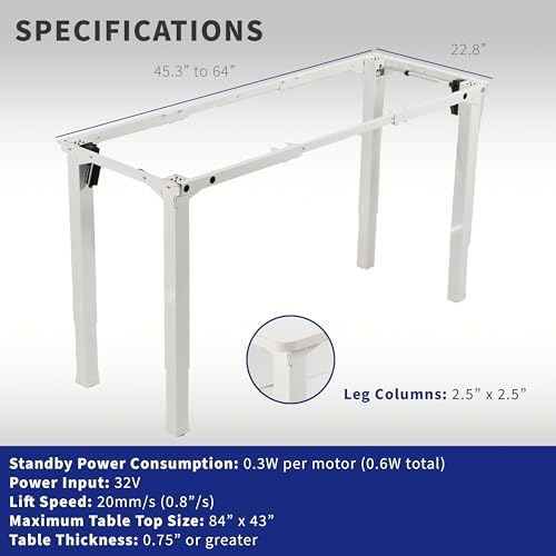 VIVO White 4-Leg Dual Motor Standing Desk Frame, DESK-E4W