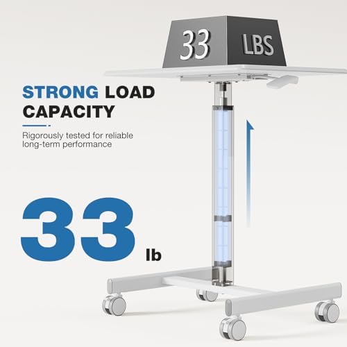DUMOS Mobile Rolling Desk with Wheels Adjustable Height