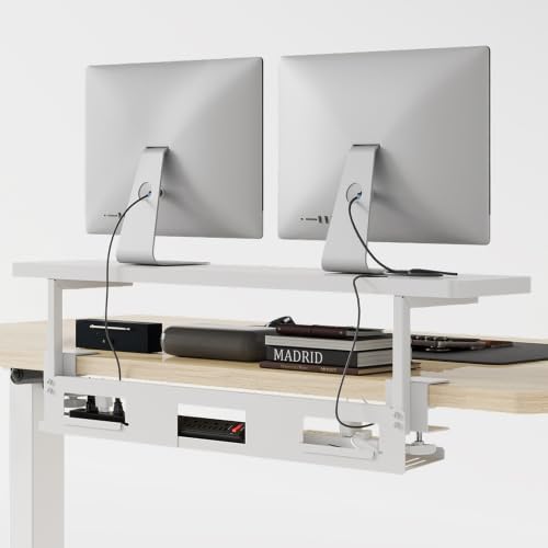 FLEXISPOT Cable Management Under Desk Cable Tray Metal Raceway Wires Cable Tidy Organizer for Home Office Desk (White, 31.5x4.7in)