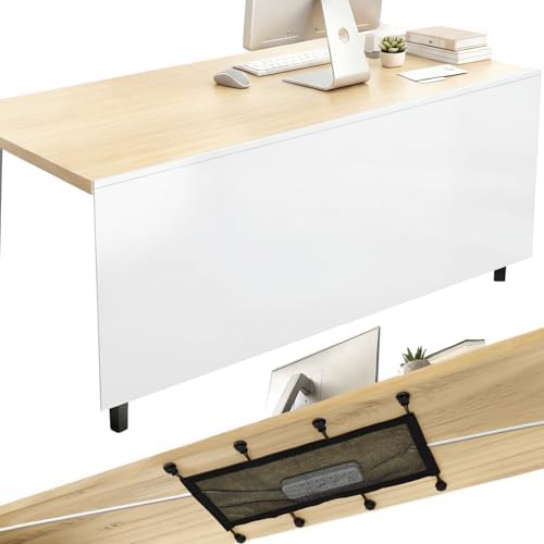 Tegeme 71'' Under Desk Privacy Panel Self Adhesive Desk Curtain Skirt White