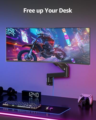 MOUNTUP Monitor Wall Mount for 49 45 43 40 35 32 27 24 Inch Screens, Heavy Duty Wall Monitor Mount, Holds 4.4 to 44 lbs, Ultrawide Monitors Arm Wall Mount, VESA Mount 75x75/100x100mm