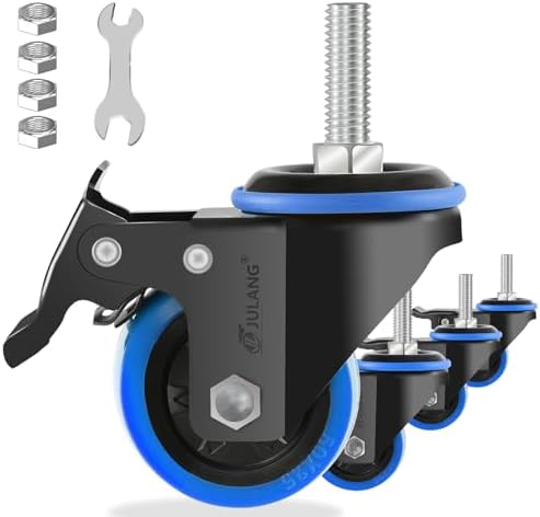 2 inch Stem Caster Wheels, 3/8" Threaded Stem Casters Set of 4