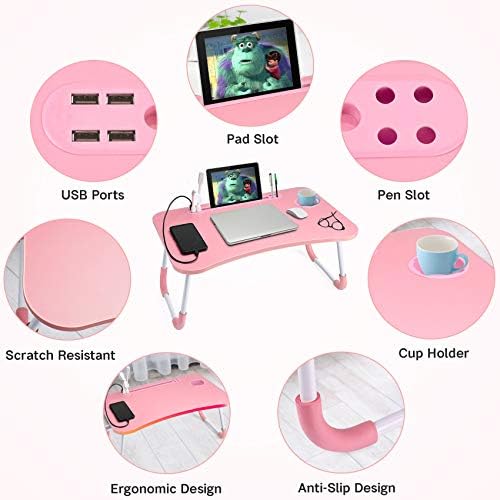 Slendor Foldable Lap Desk with Cup Holder for Bed, Couch, Floor