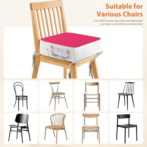 Booster Seat for Kitchen Chair, 3.8" Kid Booster Seat Cushion with Ties