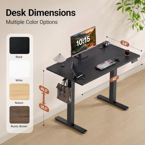 Claiks 40 x 24 Inch Black Electric Standing Desk