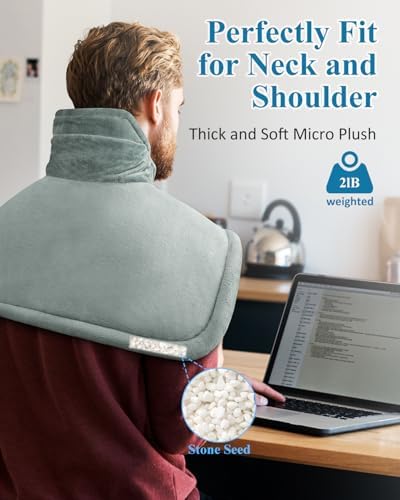 Heating Pad for Neck and Shoulder, Birthday Gifts for Men Women Dad, Electric Weighted Heat Pad for Back Pain Relief, Father’s Day Gift for Dad Husband from Daughter, Grey