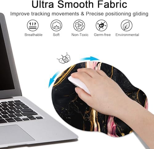Britimes Ergonomic Mouse Pad Set with Wrist Rest, Marble Black