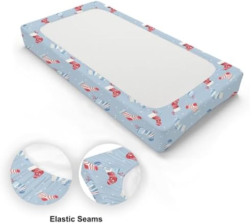 Watercolor Christmas Socks Winter Holiday Pattern Baby Changing Pad Cover, Unisex Christmas Nursery Diaper Changing Table Pad Mat Sheet for Boys Girls-16x32
