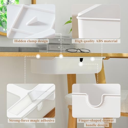 FRETONBA Under Desk Drawer for Stationery, Adhesive Slide Out, Large