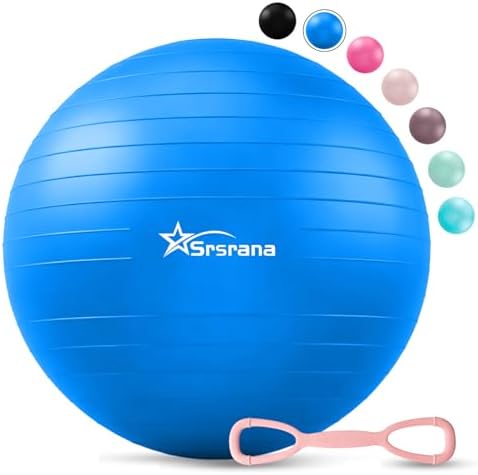 Exercise Ball - Anti-Burst Yoga Ball for Pilates, Pregnancy & Core Stability - Ergonomic Office Desk Ball Chair & Physical Therapy Equipment, Quick Pump Included